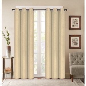 Embossed Solid Blackout Grommet Curtain Panels (Set of 2) - 1 of 3