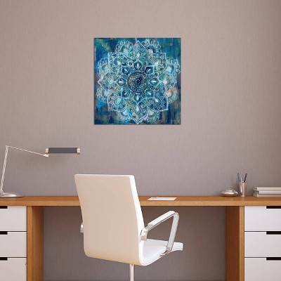 Blue Mandala 12x12 Canvas Wall Art