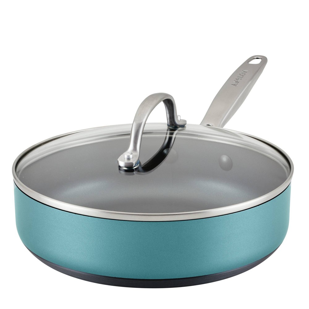 Photos - Pan Anolon Achieve 3qt Hard Anodized Nonstick Saucepot with Lid Teal: Dishwasher-Safe, 9.5" Diameter, Electric & Gas Compatible 