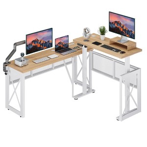 Brafabhome Adult L Shaped Electric Standing Desks with Power Outlets, Height Adjustable Desk, Ergonomic Stand up Desk for Home Office | White - 1 of 4