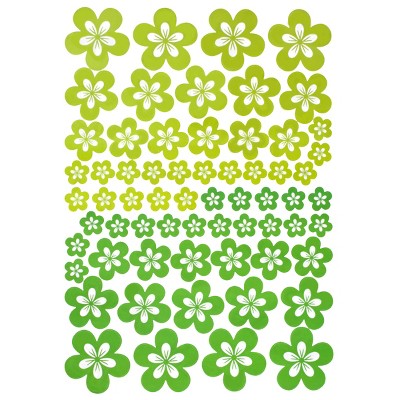 Slickblue Colorful Flower Wall Decals – Floral Vinyl Stickers in Green/Yellow/Pink, Multiple Design Options 19.7" x 27.6"