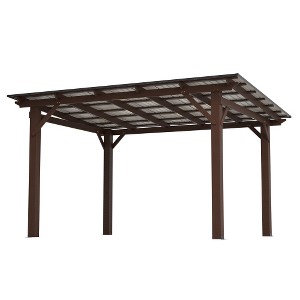 ACEPANO 157.63 in. W Outdoor Wooden Patio Gazebo with Metal Roof for Backyard & Garden-Brown - 1 of 4