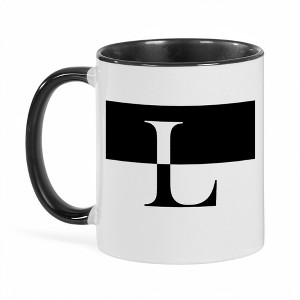 Personalization Mall Squared Initial 11 oz. Black Coffee Mug, L - 1 of 2
