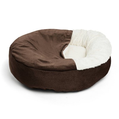 Small Dark Brown Faux-Fur Outdoor Cozy Cuddler Dog Bed