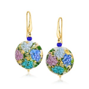 Ross-Simons Italian Multicolored Murano Glass Hydrangea Drop Earrings in 18kt Gold Over Sterling - 1 of 3