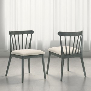 Kumasinova 2 Pcs Rustic Dining Chairs with Soft Cushion,Vintage Side Chairs for Kitchen & Dining Room,Rubberwood Armless Chair with 250lbs Max - 1 of 4