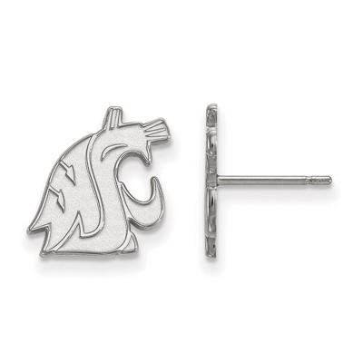 Black Bow Jewelry 14k White Gold Washington State Cougars NCAA Post Earrings