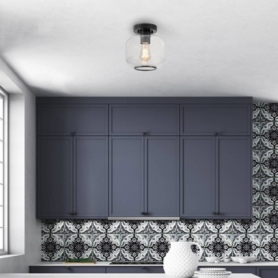 Globe Electric 1-Light Matte Black Flush Mount Ceiling Light: ETL Listed, Dimmable Cylinder Shade