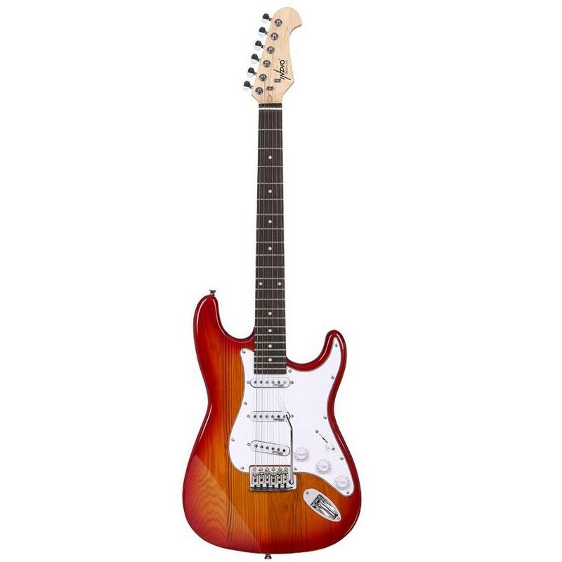 Monoprice Cali DLX Plus Solid Ash Electric Guitar - Cherry Burst, With Gig Bag, Ash Body, Maple Neck, Professionally Set-up in the US - Indio Series, 1 of 7