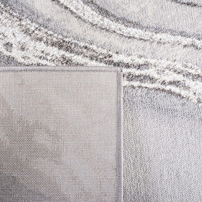 Grey and Ivory Abstract Hand-Knotted Runner Rug