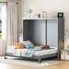 Full/Queen Murphy Bed Cabinet, Wood Murphy Bed Platform Chest Bed Frame, Folding Wall Bed for Bedroom & Guest Room - 2 of 4