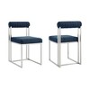 Armen Living Set of 2 Anastasia Brushed Stainless Steel and Fabric Dining Chairs - 2 of 4