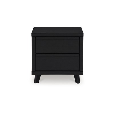Black Modern 2-Drawer Nightstand with Wireless Charging