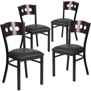 Flash Furniture 4 Pk. Hercules Series Black Decorative 3 Circle Back Metal Restaurant Chair