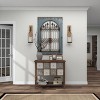 Wood Scroll Window Pane Inspired Wall Decor with Metal Fleur De Lis Relief Blue - Olivia & May - 2 of 4