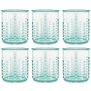 Amici Home Urchin Double Old Fashion Glasses - Set of 6, 12 Oz Hobnail Embossed Green Tumblers - Short Drinkware - Dishwasher Safe - Made in Italy - 1 of 4