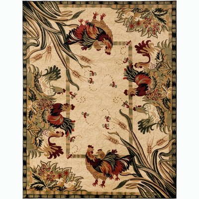 Pastoral Cream 7'x10' Floral & Fauna Synthetic Area Rug