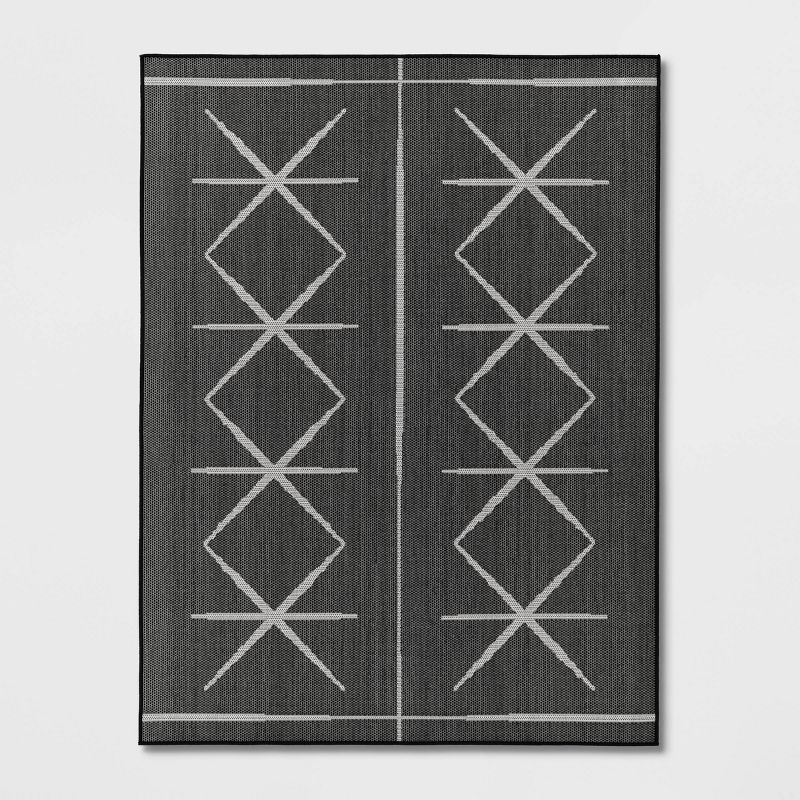 Modern Crisscross Rectangular Woven Indoor Outdoor Rug Black - Threshold™, 1 of 8