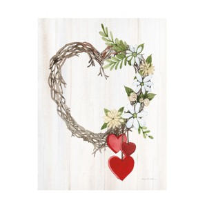 Trademark Fine Art -Kathleen Parr Mckenna 'Rustic Valentine Heart Wreath Ii' Canvas Art - 1 of 4