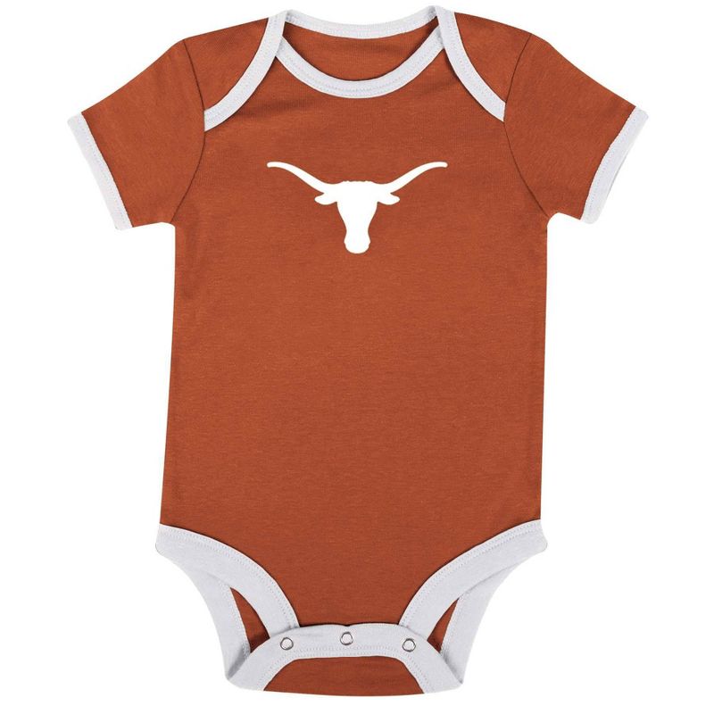 NCAA Texas Longhorns Infant Boys&#39; Short Sleeve 3pk Bodysuit Set, 2 of 5