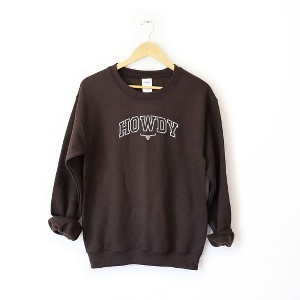 Simply Sage Market Women's Graphic Sweatshirt Embroidered Howdy Bull Varsity - 1 of 3