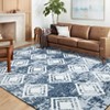 Washable Modern Geometric Grid Rug Non Slip Low Pile Rug Soft Contemporary Throw Floor Cover Foldable Indoor Carpet for Living Room Bedroom - 3 of 4