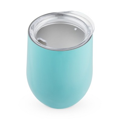 Insulated Wine Tumbler with Lid (Pearl Blue), Stemless Stainless