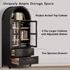 ORRD 71" Black Arched Pantry Cabinet with 2 Drawers & Glass Door, Adjustable Shelves, Farmhouse Kitchen Storage for Dining Room - 4 of 4