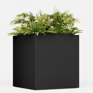 ORRD Large outdoor planters with removable insert shelf.Square steel flower pots for porch with garden. - 1 of 4