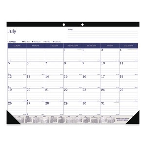 DuraGlobe Academic Desk Pad Calendar, 22 x 17, White/Blue/Gray Sheets, Black Headband, 13-Month (July to July): 2024 to 2025 - 1 of 4