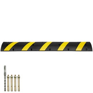 VEVOR 72'' Rubber Speed Bump, Dual Channel, Supports up to 22000 lbs, Includes 4 Expansion Screws & Drill for Asphalt, Concrete, Black&Yellow - 1 of 4