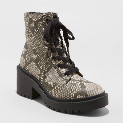 snake print combat boots