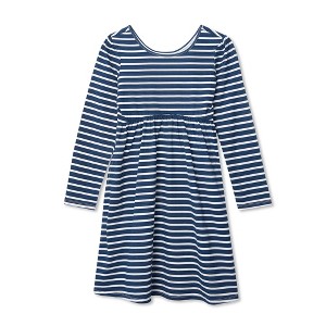 Lands' End Kids Long Sleeve Gathered Waist Jersey Dress - 1 of 2