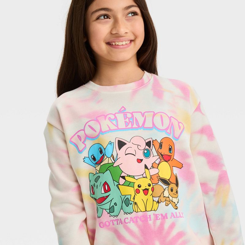 Girls&#39; Pokemon Tie-Dye Fleece Pullover Sweatshirt, 2 of 4