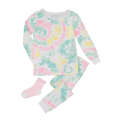 Sleep On It Infant & Toddler Girls 2-Piece Super Soft Jersey Snug-Fit Pajama Set with Matching Socks -  for Toddler Pajamas to Kids Pajama Sets