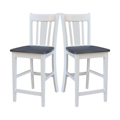 San Remo 24" White and Heather Gray Solid Hardwood Counter Stool