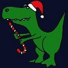 Junior's Design By Humans Funny Christmas Green T-rex Dinosaur By SmileToday T-Shirt - 2 of 3