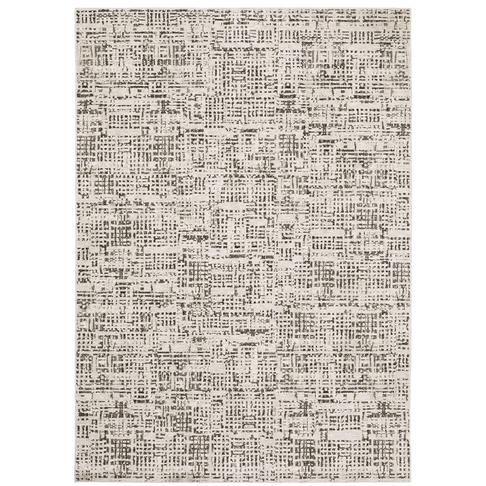 Photos - Area Rug 6'7"x9'6" Nirvan Abstract Gridwork Indoor  Ivory/Gray - Captiv8e D