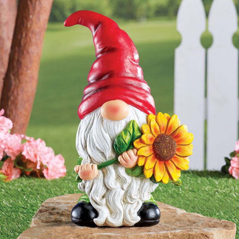 Collections Etc Hand-Painted Gnome with Sunflower Decoration NO SIZE, 2 of 3