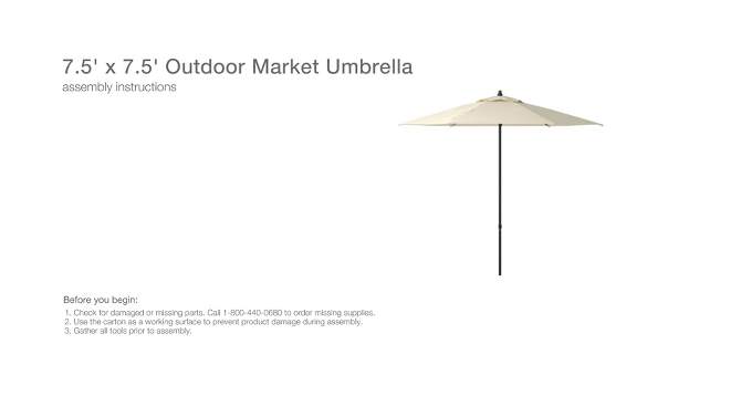 7.5' Round Outdoor Patio Market Umbrella - Room Essentials™, 2 of 9, play video