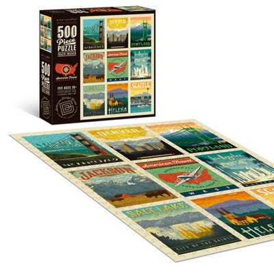 Americanflat 500 Piece Jigsaw Puzzle, 18x24 Inches, "American Travel West" Art by Anderson Design Group