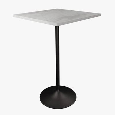 LeisureMod Verve 27" Sqaure Bar Height Dining Table - Modern Resin Top with Black Steel Pedestal Base Counter Height Table for Kitchen, Home, and Pub