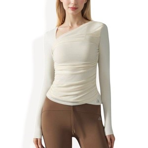 Anna-Kaci Active Women's One-Shoulder Athletic Top with Ruched Front Detail - 1 of 4