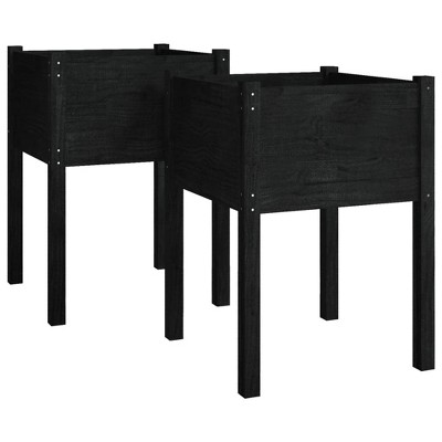 vidaXL Garden Planters 2 pcs Black 19.7"x19.7"x27.6" Solid Wood Pine