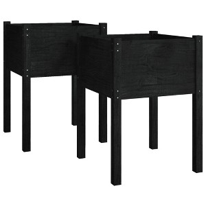 vidaXL Garden Planters 2 pcs Black 19.7"x19.7"x27.6" Solid Wood Pine - 1 of 4
