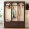 YOOCOZZ Farmhouse Style Hall Tree Entryway Bench with 8 Retro Hooks and 3 Drawers - 2 of 4