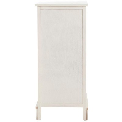 Distressed White Pine Accent Cabinet with Wicker Baskets
