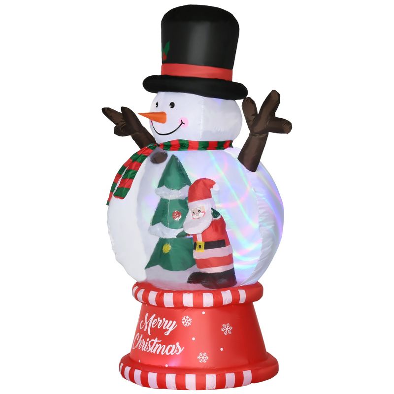 Outsunny 95.75" Inflatable Christmas Snowman with Crystal Ball Body and Black Hat, Blow-Up Outdoor LED Yard Display for Lawn Garden Party, 4 of 7