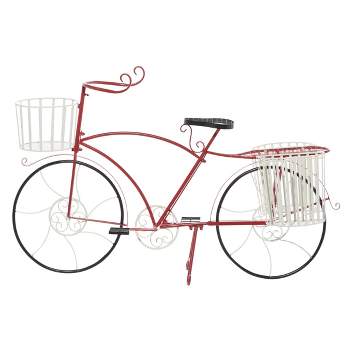 Large Rectangular Metal Bicycle Planter Red - Olivia & May