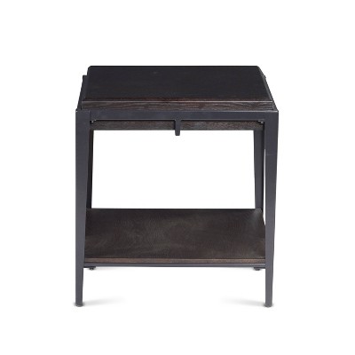 Waco End Table Espresso - Steve Silver Co.: Ash Veneer, Iron Frame, Glass Insert, Shelf